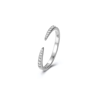 Jasha - Twing Open Simple Gold Pave Ring Band 2
