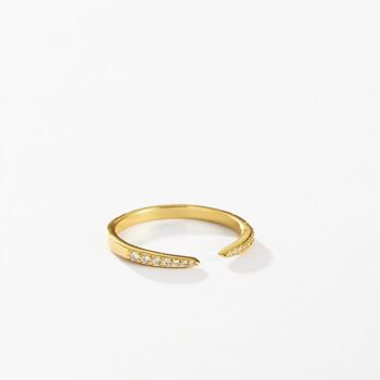 Jasha - Twing Open Simple Gold Pave Ring Band 3