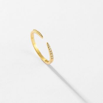 Jasha - Twing Open Simple Gold Pave Ring Band 5