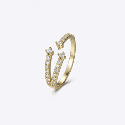 Jov - Triple Star Open Gold Pave Ring Band