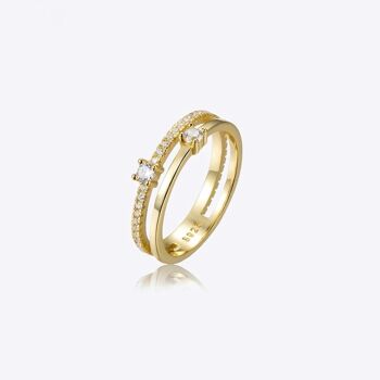 Kiril - Bague double anneau pavé de diamants 1