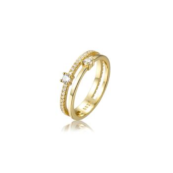 Kiril - Bague double anneau pavé de diamants 10