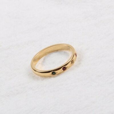 Sandra - Celestial Rainbow Gold Stacking Ring