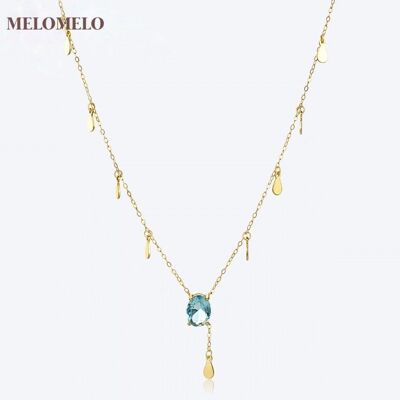 Petya - Ocean Blue Dainty Multi Charm Pendant Necklace