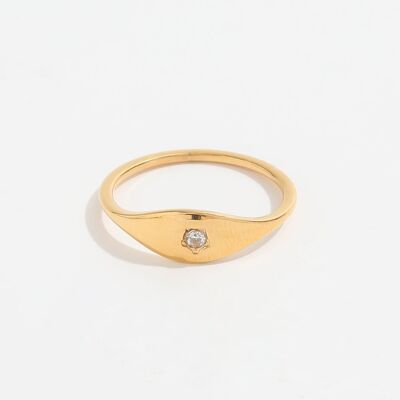 Alesti - Polished Crystal Leave Ring Band