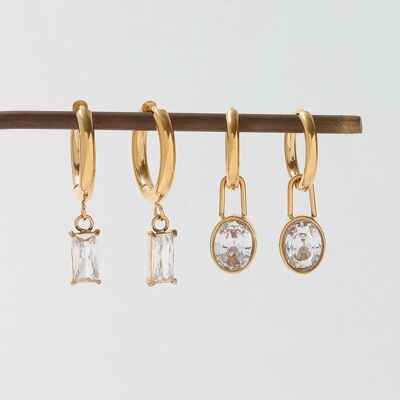 Algren - Chunky Crystal Charm Hoops