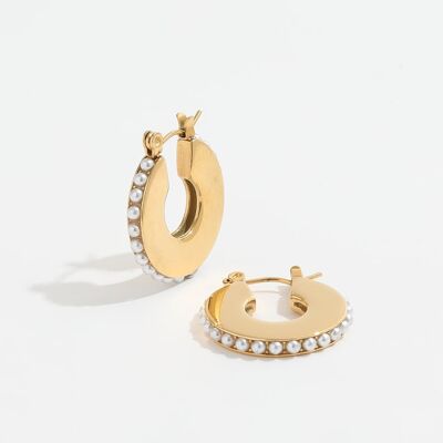 Audora - Pearl Pave Hoop Earrings