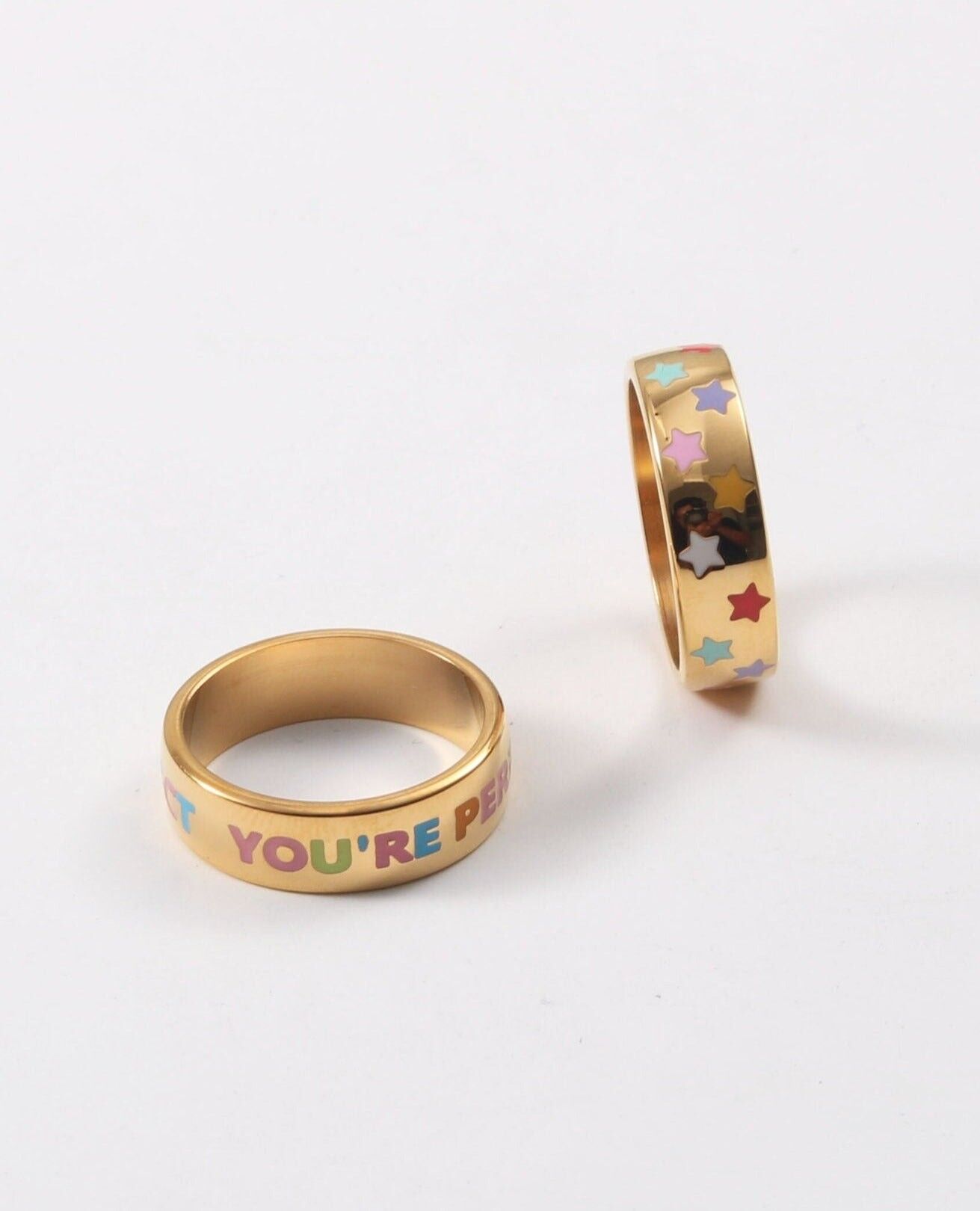 Ausiana - Rainbow Stars, You’re Perfect Emaille Gold Bands