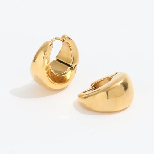 Baji  - Chunky Boat Polished Hoop Earrings