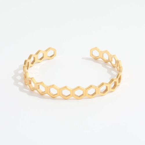 Iseul - Honey Comb Bee Gold Cuff Bracelet