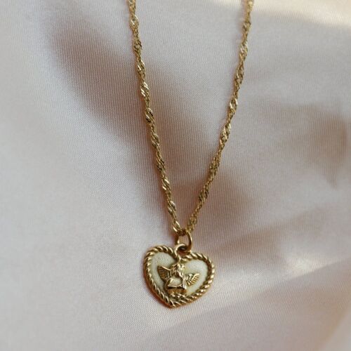 Kiki - Baby Angel Heart Charm Pendant Necklace