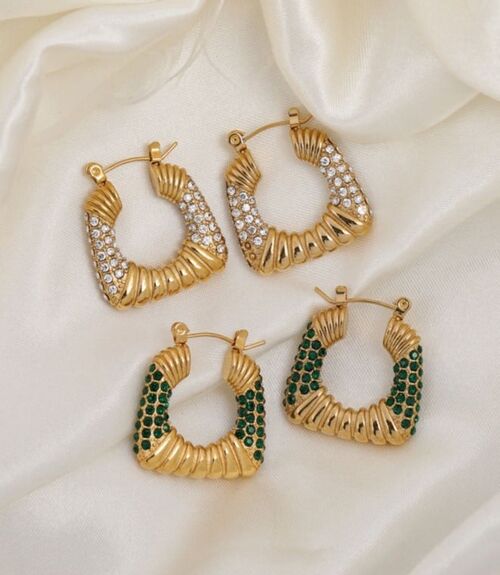 Valentina - Encrusted Square Statement Hoops
