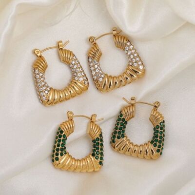 Valentina - Encrusted Square Statement Hoops
