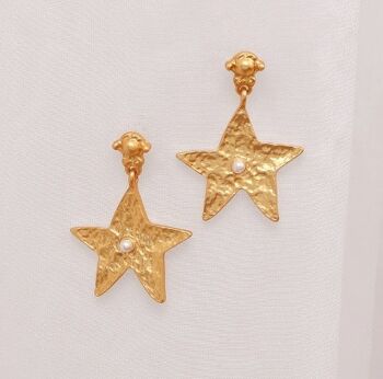 Français rétro mat soleil/étoile argent aiguille lumière luxe exquis boucles d'oreilles d'âge moyen 5