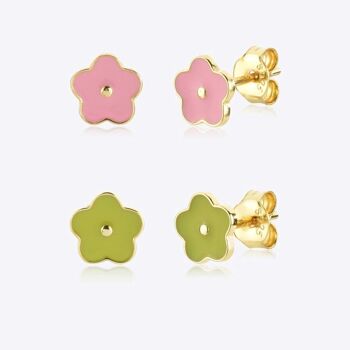 Mischa - Boucles d'oreilles tige fleur en émail 1