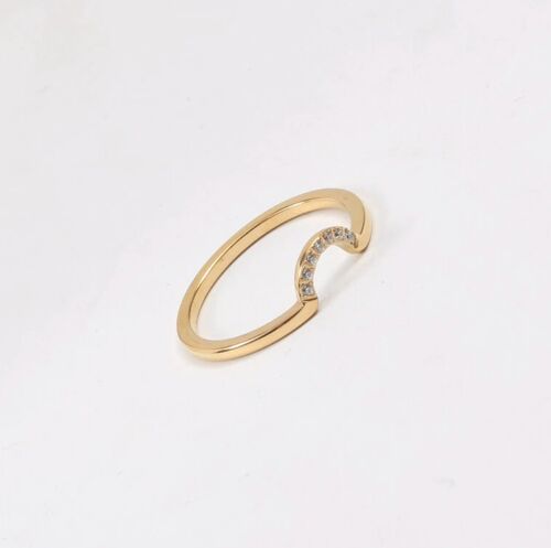 Haneul - Dainty Sparkle Arch Gold Ring