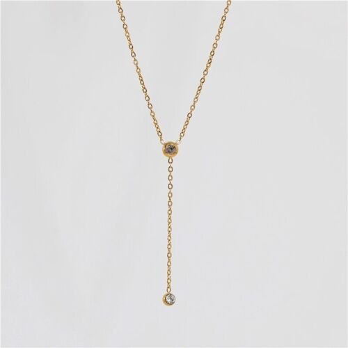 Foma - Minimalist Tassel Crystal Drop Necklace