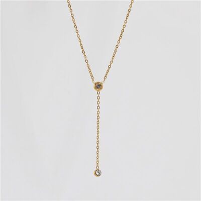 Foma - Minimalist Tassel Crystal Drop Necklace