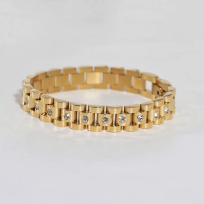 Ahern - Pulsera de cristal de cadena de reloj de oro