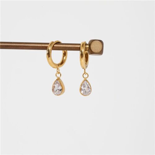 Dill - Teardrop Crystal Charm Hoops
