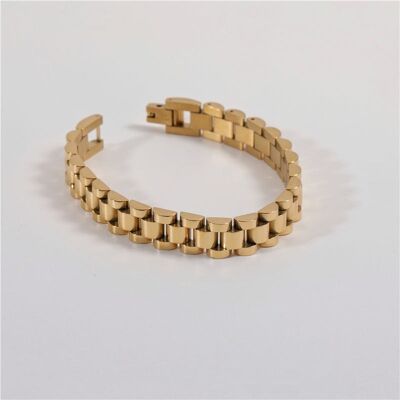 Bracelet grosse chaîne plate dorée