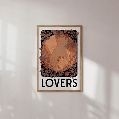 Lovers' Tarot Card Style Hands Boho Art Nouveau Art Print