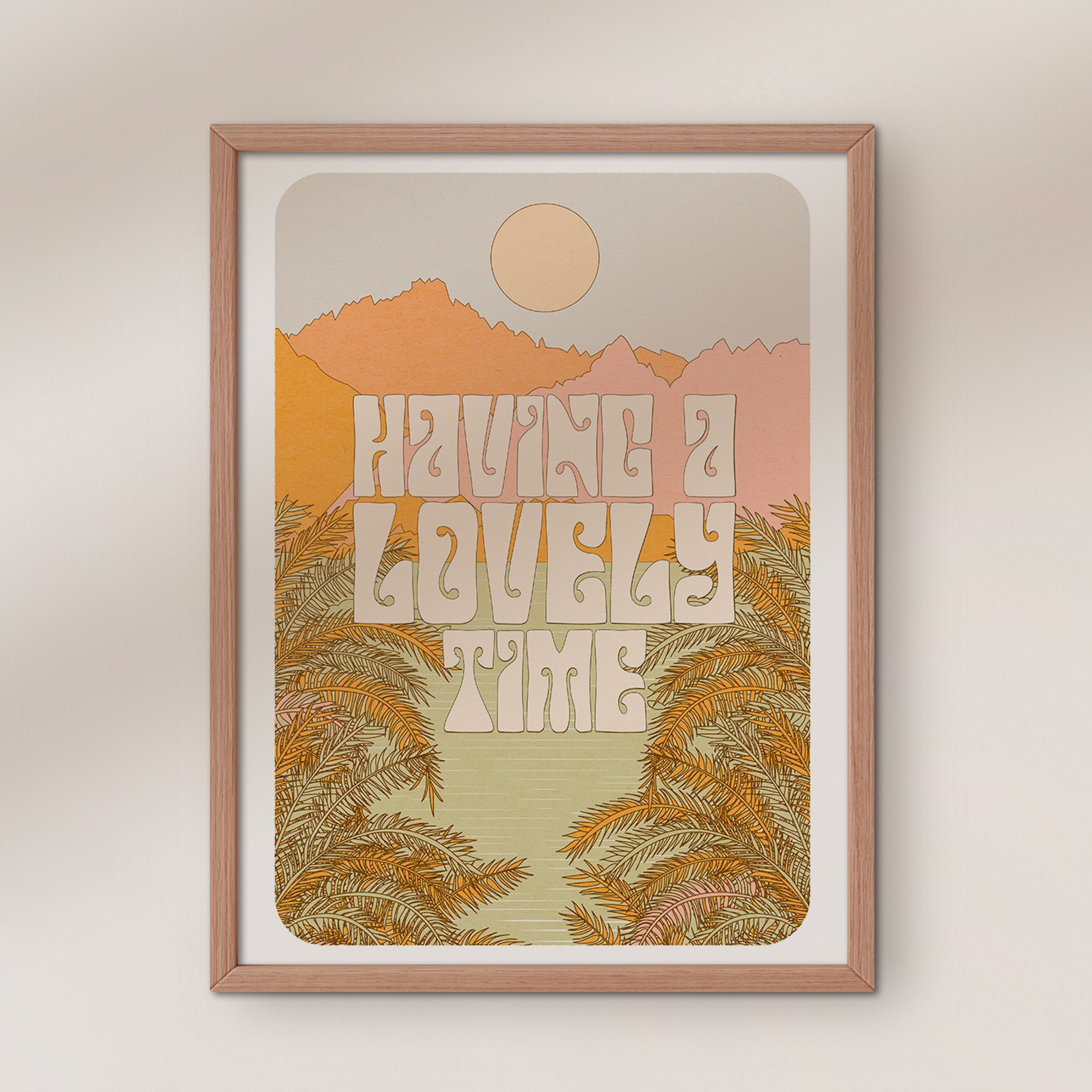 „Having A Lovely Time“ Typografie-Kunstdruck im Boho-Stil