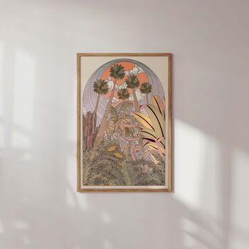 Looking Up 'Palmier Botanique Boho Illustration Impression artistique 1