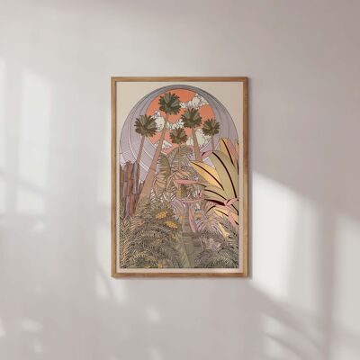 Ilustración botánica de Boho de palmera mirando hacia arriba Lámina artística
