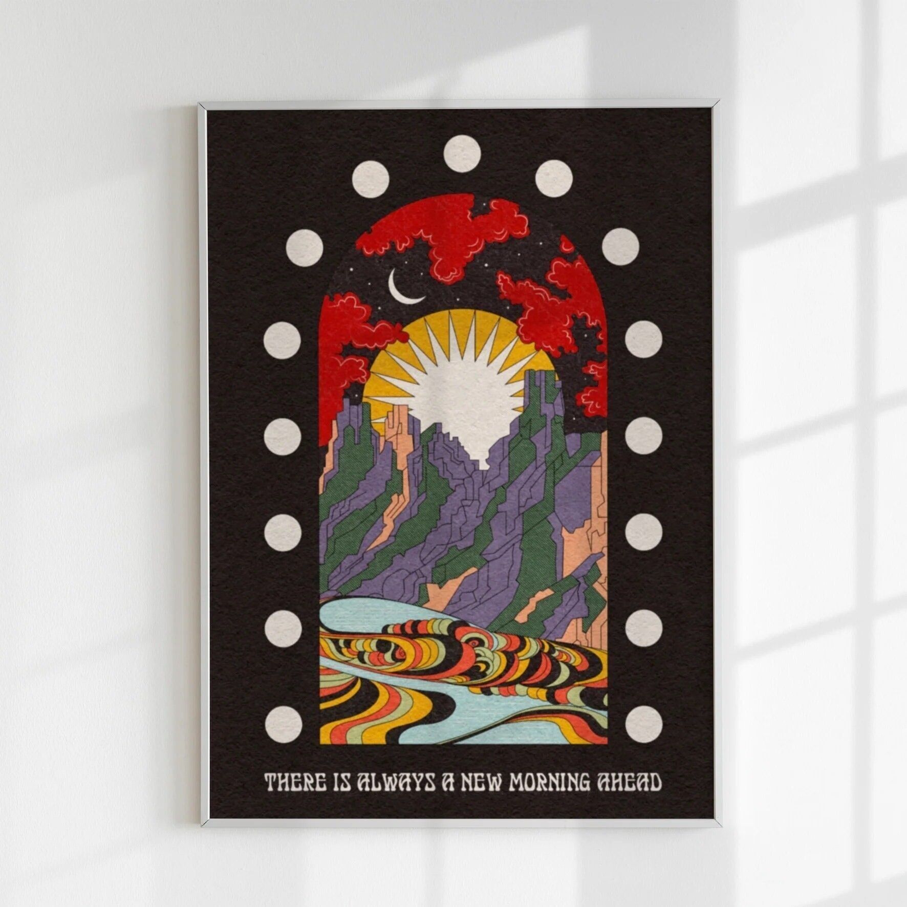 „A New Morning Ahead“ Berg-Boho-Kunstdruck