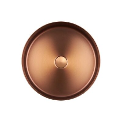 Park washbasin in brushed copper made of the finest stainless steel as a countertop washbasin without a tap hole 400 x 400 x 145 mm