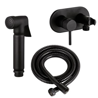 Design toilet/bidet hand shower complete set with concealed mixer in matt black