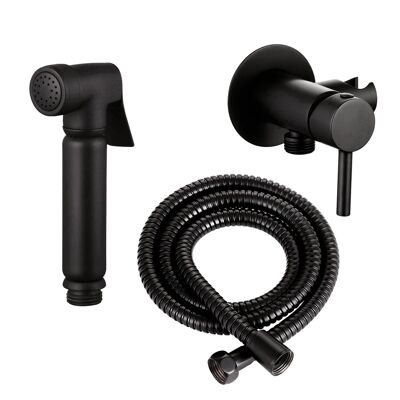 Ensemble complet de douchette WC/bidet design avec mini mitigeur encastré en noir mat