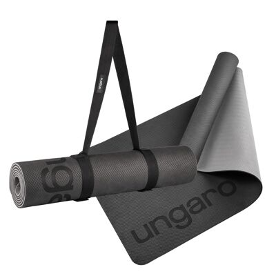 Ungaro Designer Yogamatte Leone Black Rutschfest aus TPE Schadstofffrei 180 x 61 x 6 cm