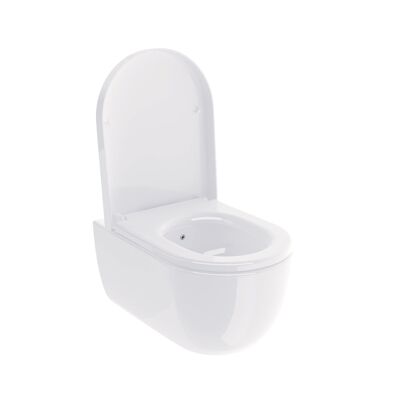 Soho Hänge Wand Dusch WC Taharet RIMLESS / RANDLOS Toilette Brillant Weiss mit WC-Sitz