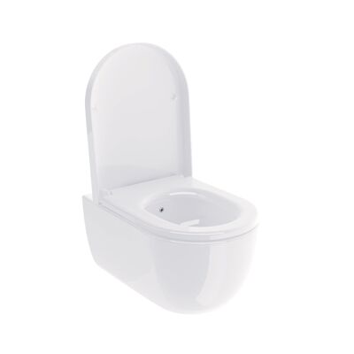 Inodoro ducha suspendido Soho Inodoro Taharet RIMLESS blanco brillante con asiento