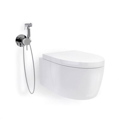 Soho Hänge Wand WC RIMLESS Spülrandlos SET mit DESIGN WC/BIDET HANDBRAUSE