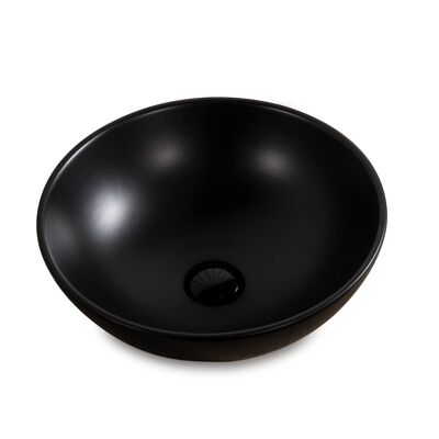 Highline ceramic washbasin matt black as countertop washbasin without tap hole