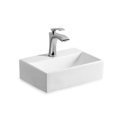 Lavabo Paris 36x25cm de la mejor cerámica para instalar a pared o como lavabo sobre encimera con orificio para grifería