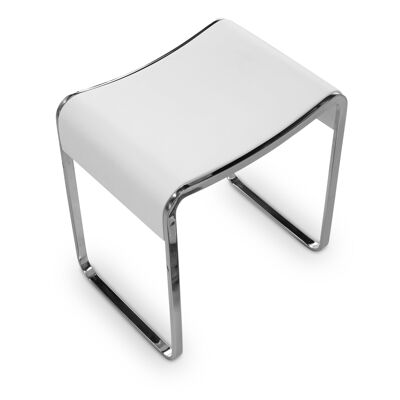 Bathroom stool QUEENS made of high-quality mineral cast in matt white with chrome metal feet
