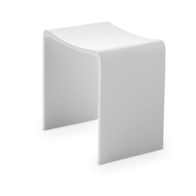 Tabouret de salle de bain BROOKLYN en fonte minérale de haute qualité en blanc mat