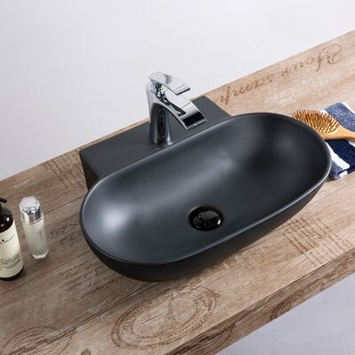 Lavabo de cerámica de pared Marina 3.0 Matt Black 55 cm