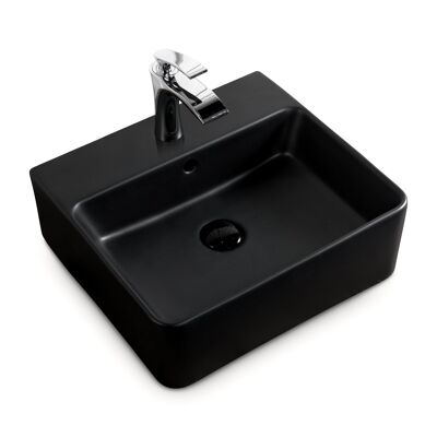 Lavabo suspendido de cerámica Soho canto fino 46 x 42 cm Negro Mate