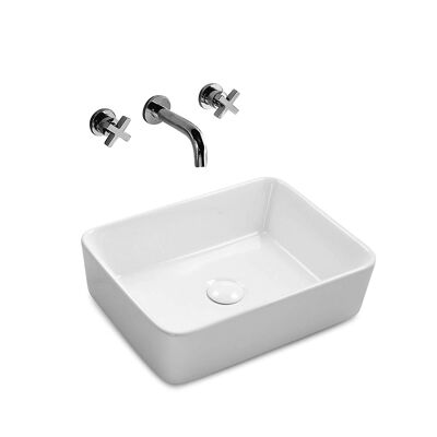 Lavabo sobre encimera de cerámica Soho Blanco Brillante 48 cm