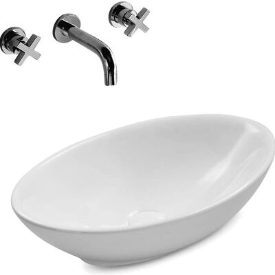 Lavabo sobre encimera de cerámica Park Brilliant White 52 cm