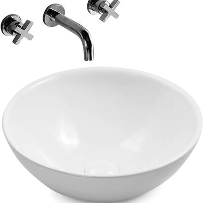 Lavabo sobre encimera de cerámica Round Highline Brilliant White 40 cm