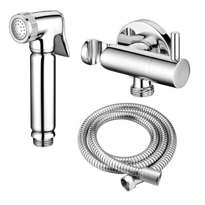 Design toilet/bidet hand shower complete set with shut-off valve - round