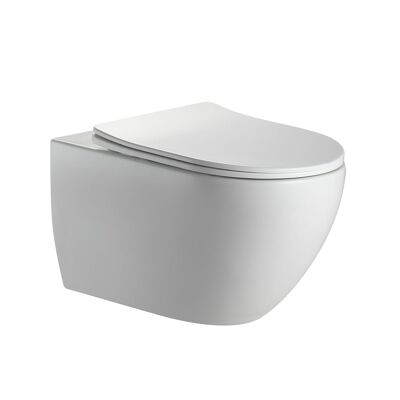 Whirlflush WC a parete senza bordo Tornado Flush bianco lucido con sedile WC WC super sottile