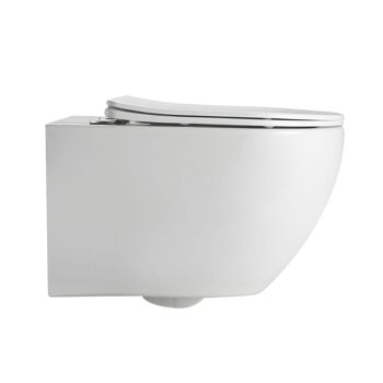 Whirlflush Toilette murale sans rebord Tornado Flush Blanc brillant avec siège de toilette Toilette super mince 2