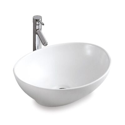 Lavabo Park en blanc brillant fabriqué à partir de la céramique la plus fine comme lavabo à poser sans trou pour robinet 400 x 340 x 145 mm